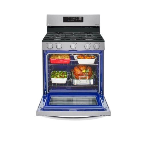 lg 5.8 cu. ft. stainless gas convection smart range with airfry