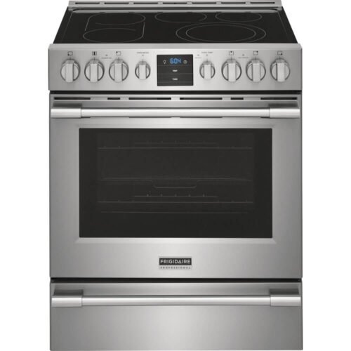 frigidaire professional 5.4 cu. ft. stainless front control electric range with air fry open box