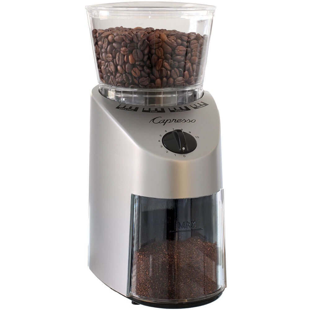 capresso infinity conical burr grinder stainless finish factory refurbished capresso infinity conical burr grinder stainless finish factory refurbished