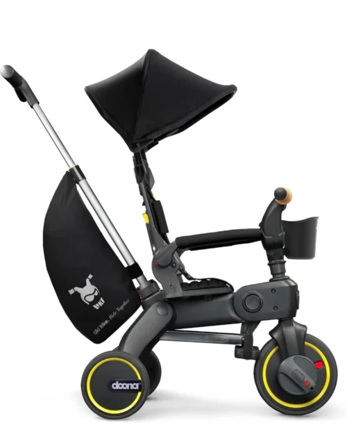 doona liki trike s5, nitro black 5 in 1 compact, foldable tricycle suitable