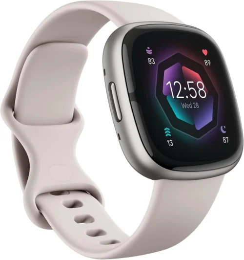 Home fitbit sense 2 activity tracker lunar white/platinum aluminum