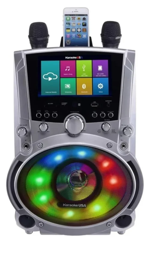 karaoke usa all in one wi fi karaoke machine with 7" screen & 2 microphones