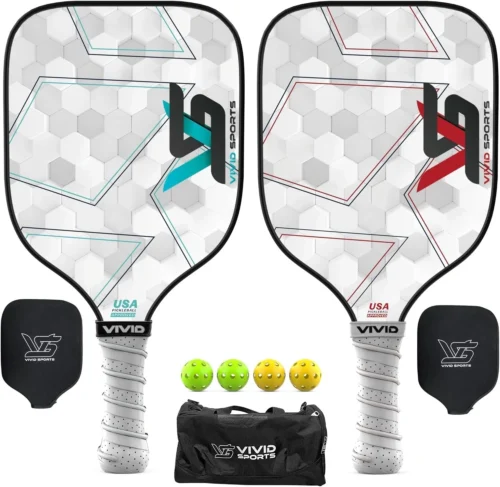 graphite pickleball paddle polymer honeycomb core | duffle bag | indoor | white