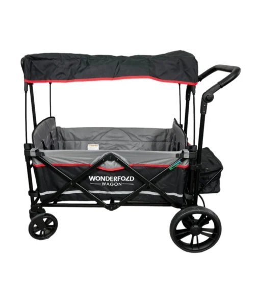 wonderfold x2 push + pull double stroller wagon, black/gray/red