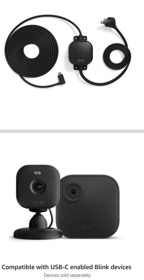 blink weather resistant 13ft power adapter for blink mini 2 and blink outdoor 4