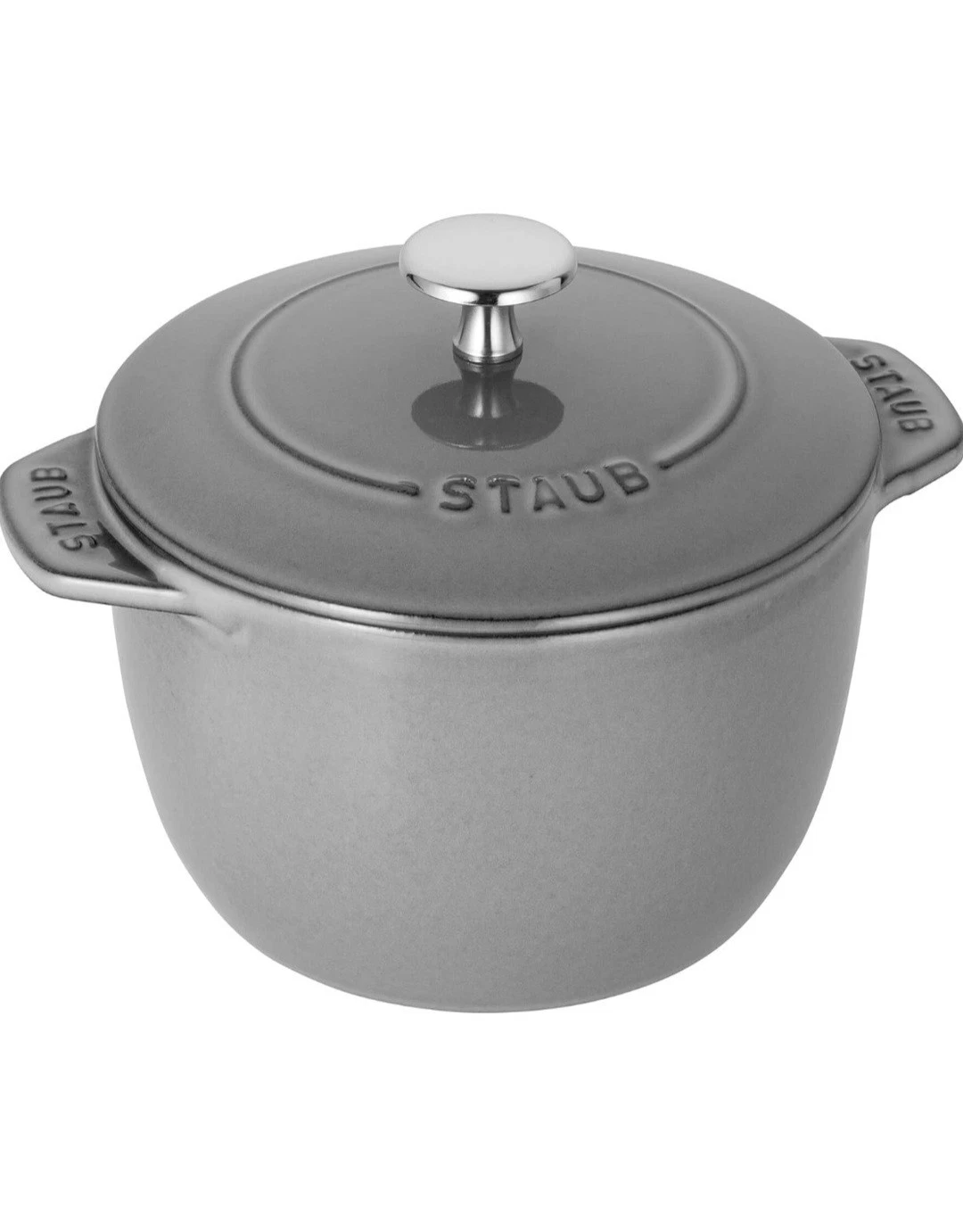 staub cast iron 1.5 qt petite french oven graphite grey, made in france staub cast iron 1.5 qt petite french oven graphite grey, made in france
